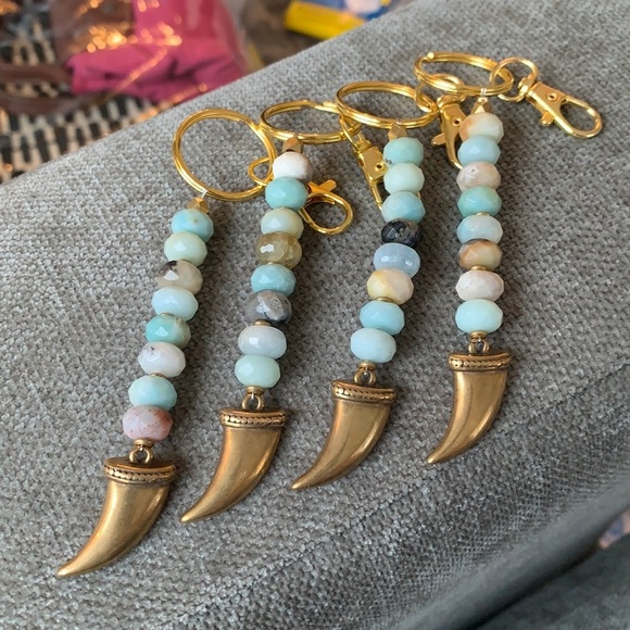 💕HP💕Amazonite beaded tusk handmade keychain - Picture 4 of 11
